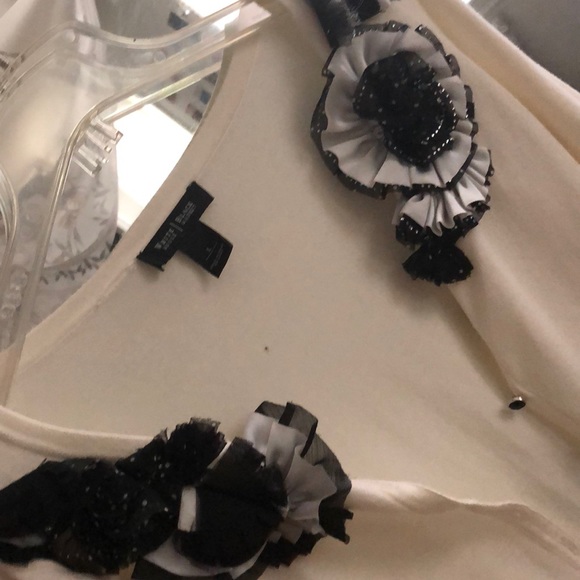 Cream with Black  women’s button up sweater - Picture 2 of 4